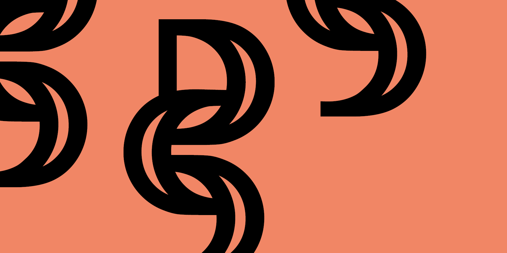 Abstract illustration of the letters D and S in black, intertwined on an orange background