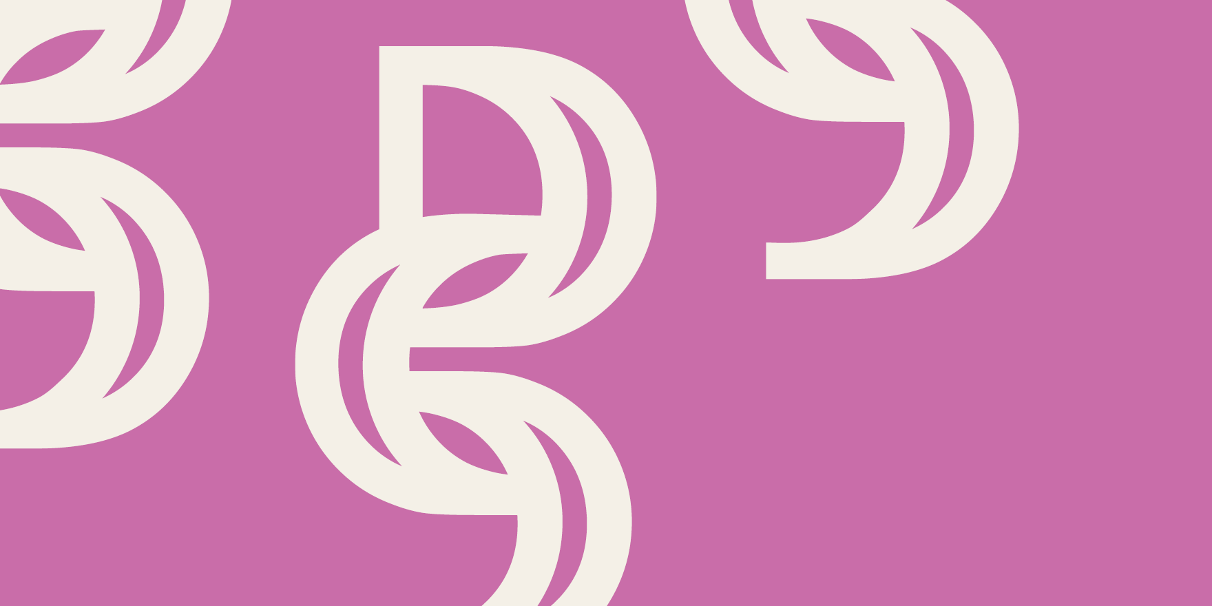 Abstract illustration of the letters D and S in white, intertwined on a pink background