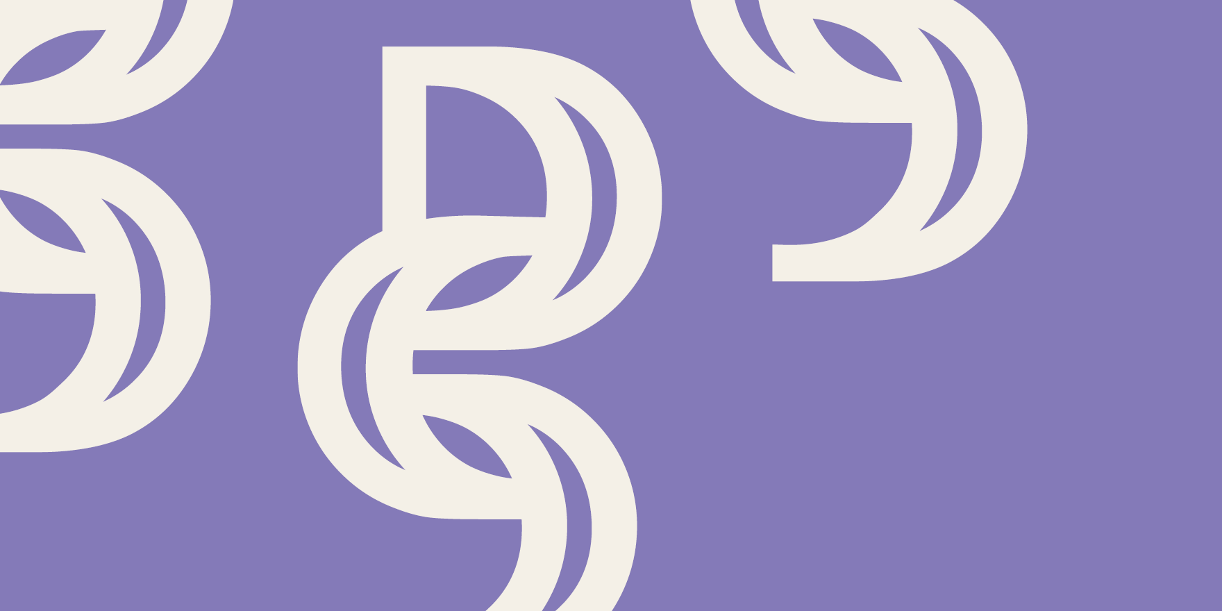 Abstract illustration of the letters D and S in white, intertwined on a purple background