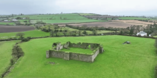 Aerial image taken from the footage of Ballymoon Castle and its surrounding areas, produced by Carlow County Council