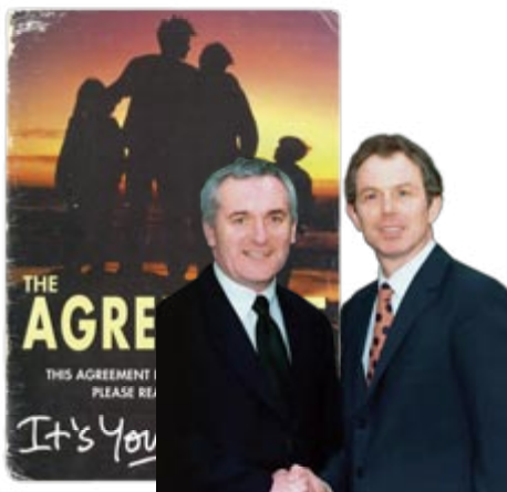 Tony Blair, British Prime Minister with Bertie Ahern, Taoiseach, at the signing of the Agreement1998