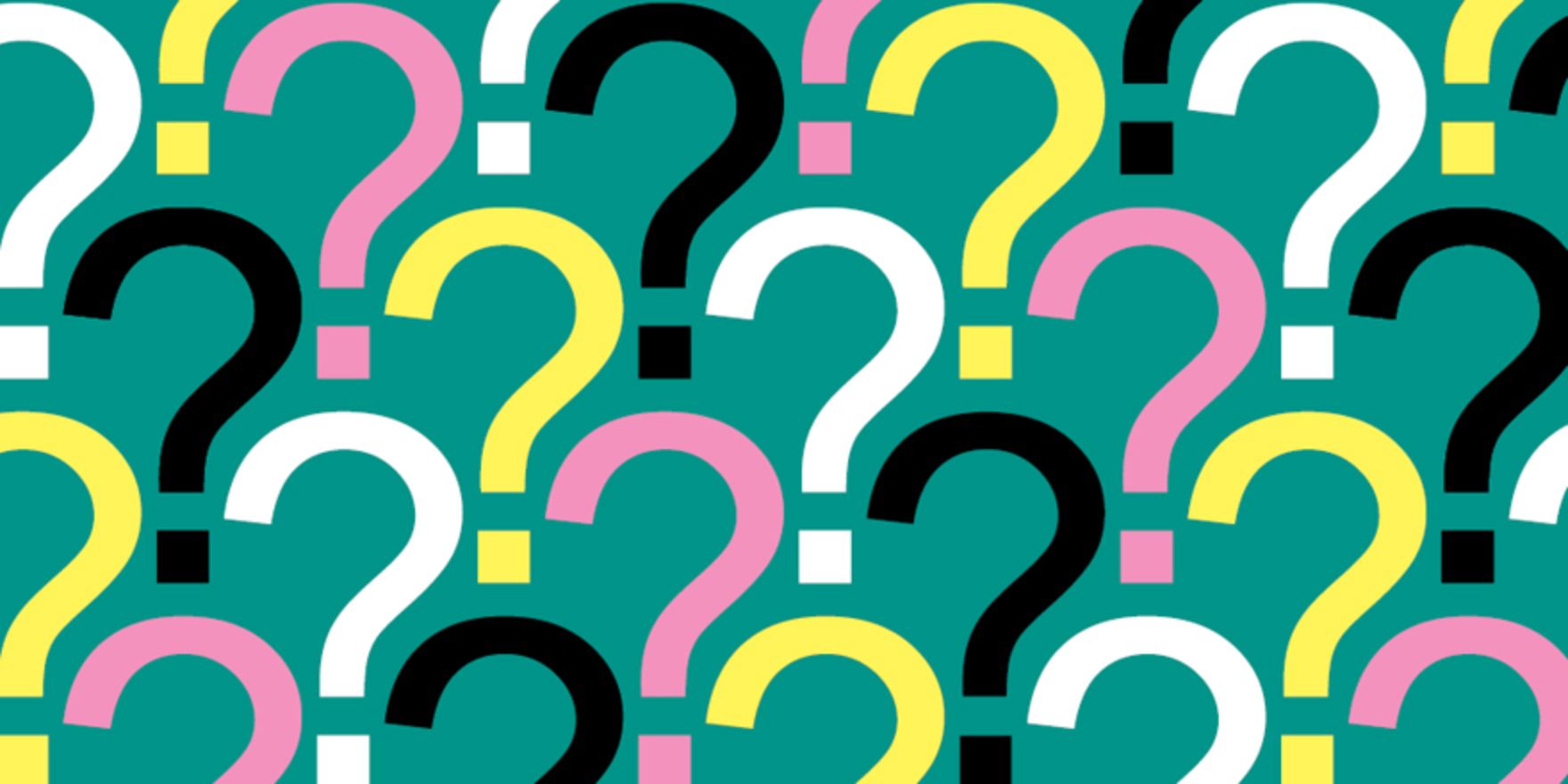 Burning Questions podcast logo featuring multi-coloured question marks against a teal background.