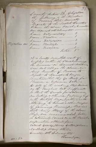 Manuscript page of text with a data table.