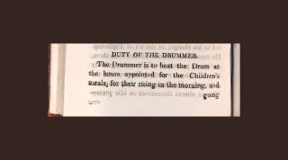 Detailed from a printed book describing duties of the Drummer.